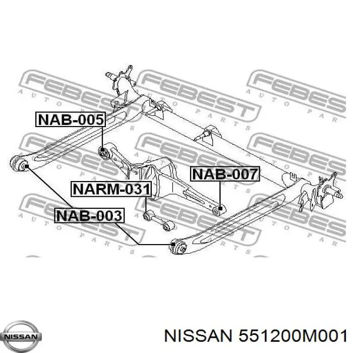 55120BM400 Nissan/Infiniti Barra transversal, suspensión de ruedas, eje trasero