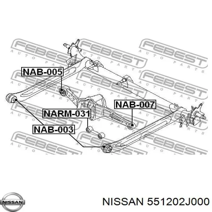 551202J000 Nissan barra transversal de suspensión trasera