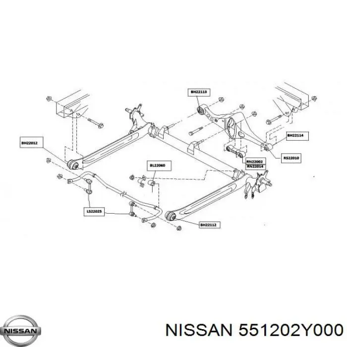 Comprar 551202Y000 Nissan/Infiniti Barra transversal reactiva de la suspensión trasera