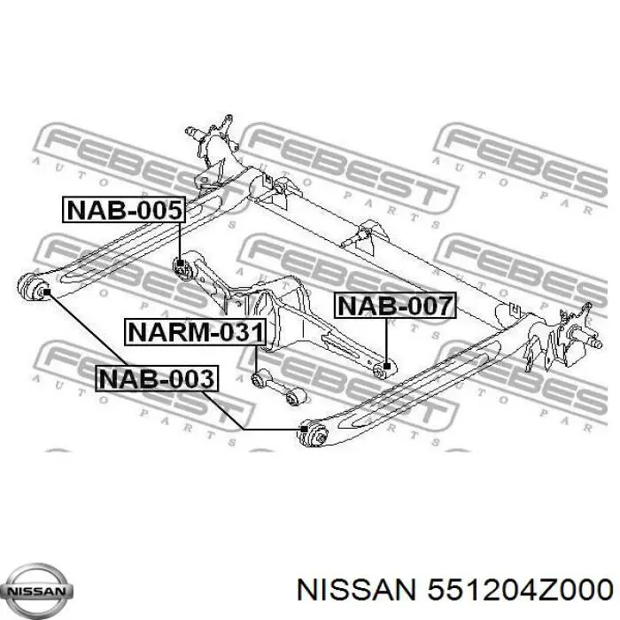 551204Z000 Nissan barra transversal de suspensión trasera