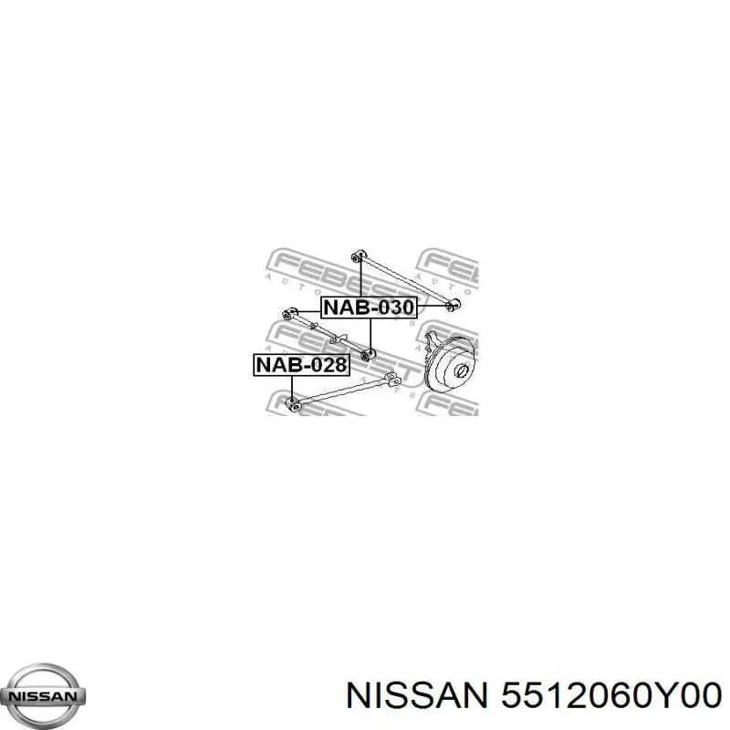 5512060Y00 Nissan suspensión, barra transversal trasera