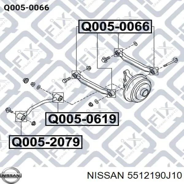 5512190J10 Nissan barra transversal de suspensión trasera