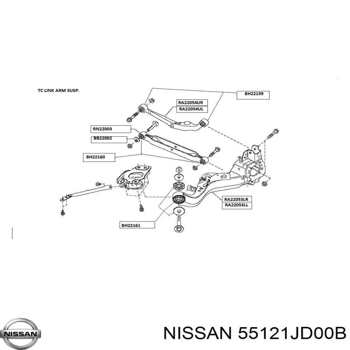 55121JD00B Nissan/Infiniti Brazo superior izquierdo de la suspensión trasera