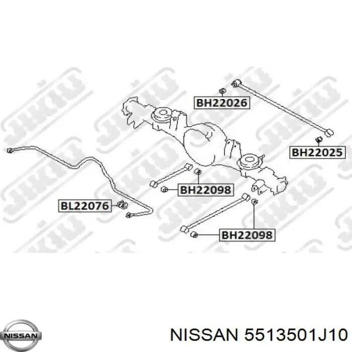 5513501J10 Nissan silentblock de brazo suspensión trasero transversal