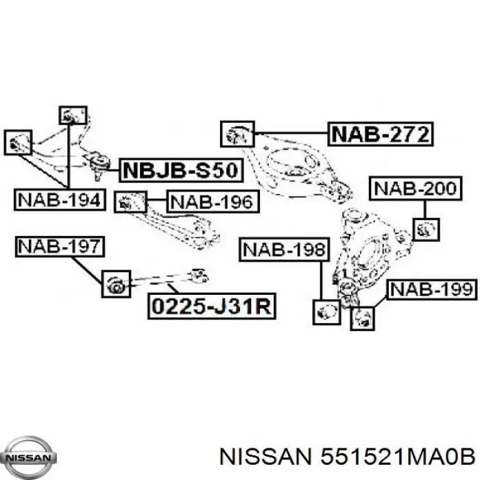 551521MA0B Nissan silentblock de mangueta trasera