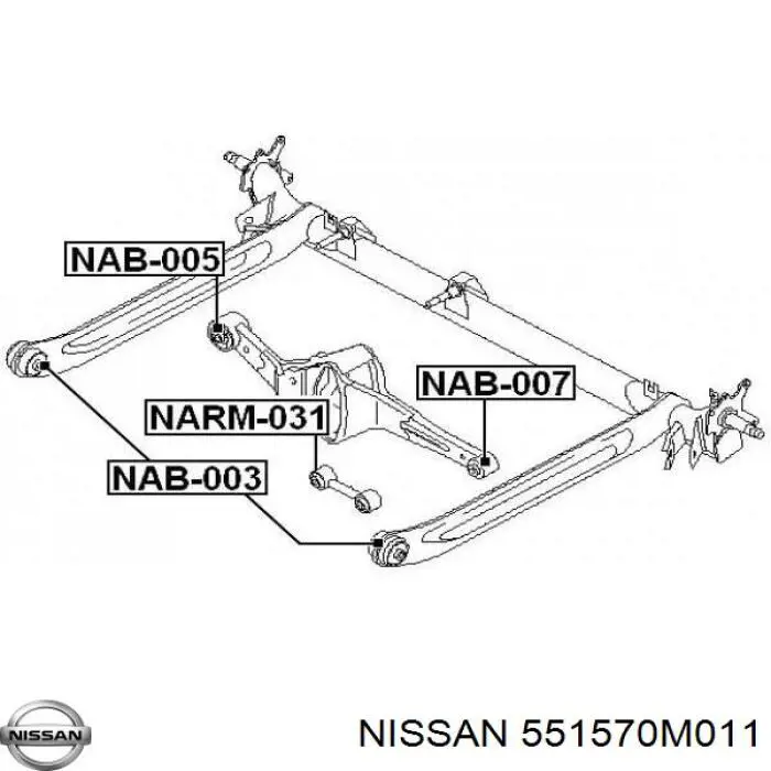 551570M011 Nissan suspensión, barra transversal trasera