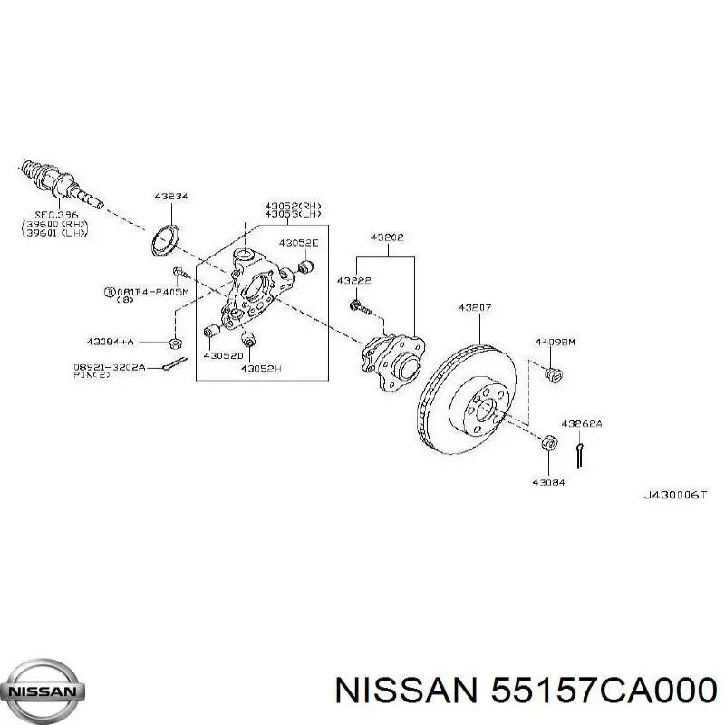 Comprar 55157CA000 Nissan/Infiniti Buje de mangueta trasera