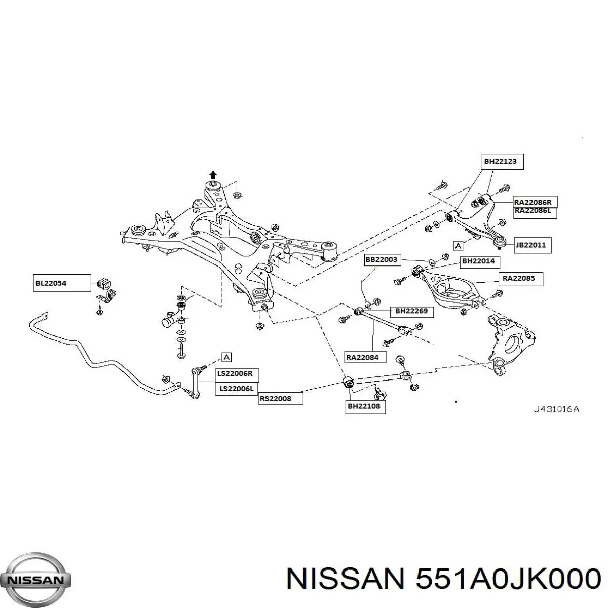 Comprar 551A0JK000 Nissan/Infiniti Brazo transversal de suspensión trasera