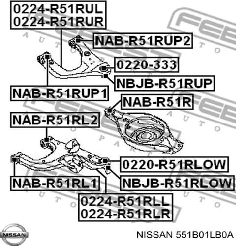 Barra oscilante, suspensión de ruedas Trasera Inferior Izquierda/Derecha para Nissan Pathfinder (R51M)