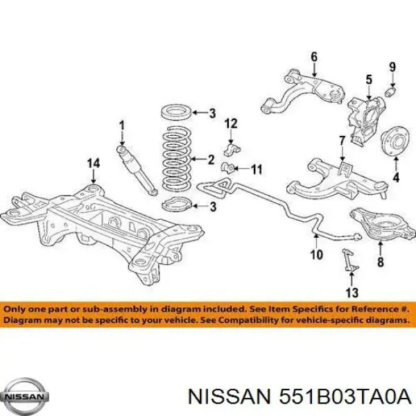 551B03TA0A Nissan brazo suspension trasero superior derecho