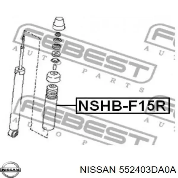 552403DA0A Nissan tope de amortiguador trasero, suspensión + fuelle