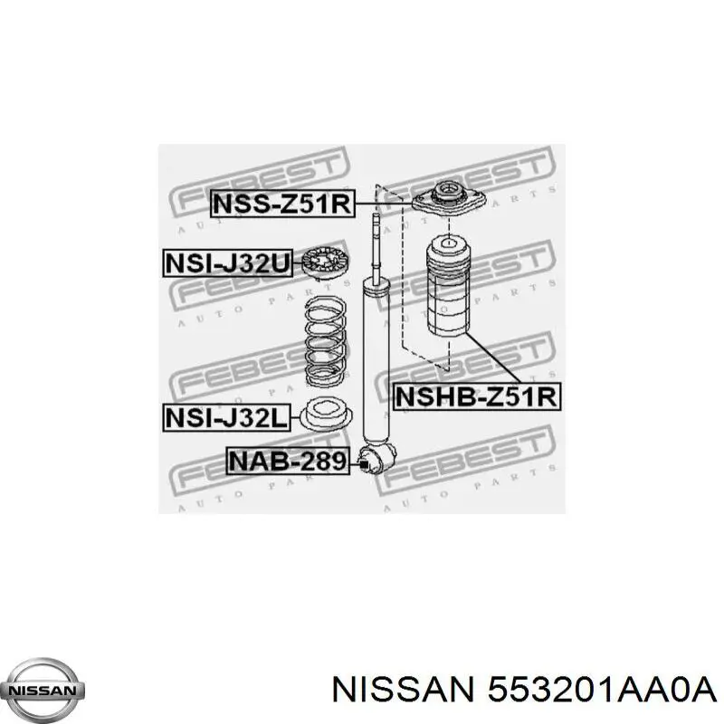 553201AA0A Nissan copela de amortiguador trasero