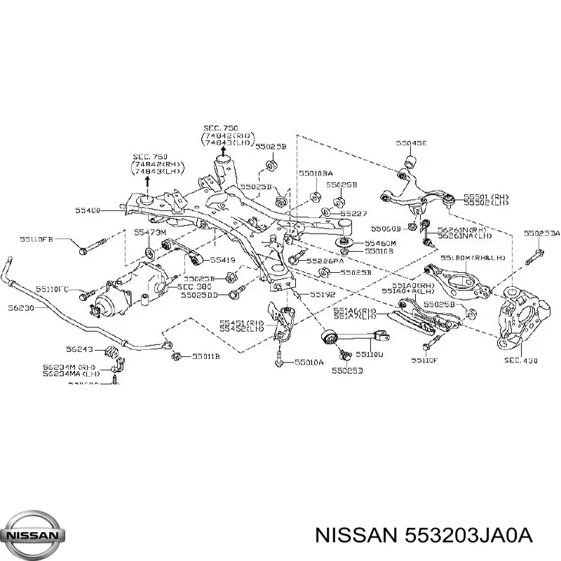 Comprar 553203JA0A Nissan/Infiniti Copela de amortiguador trasero