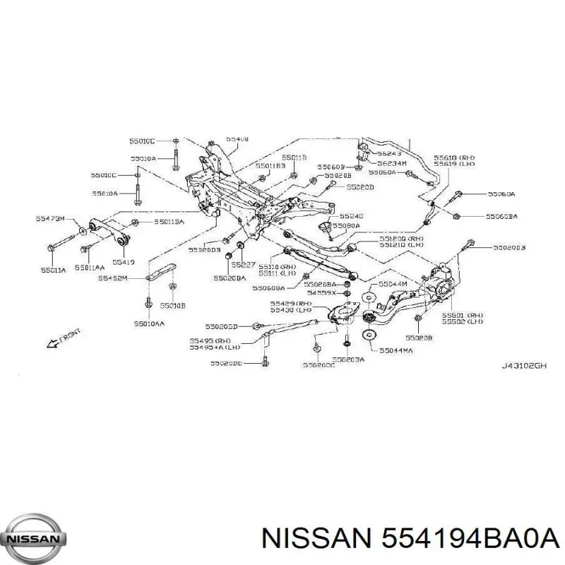 Soporte, diferencial eje trasero, delantero para Nissan Qashqai (J11)