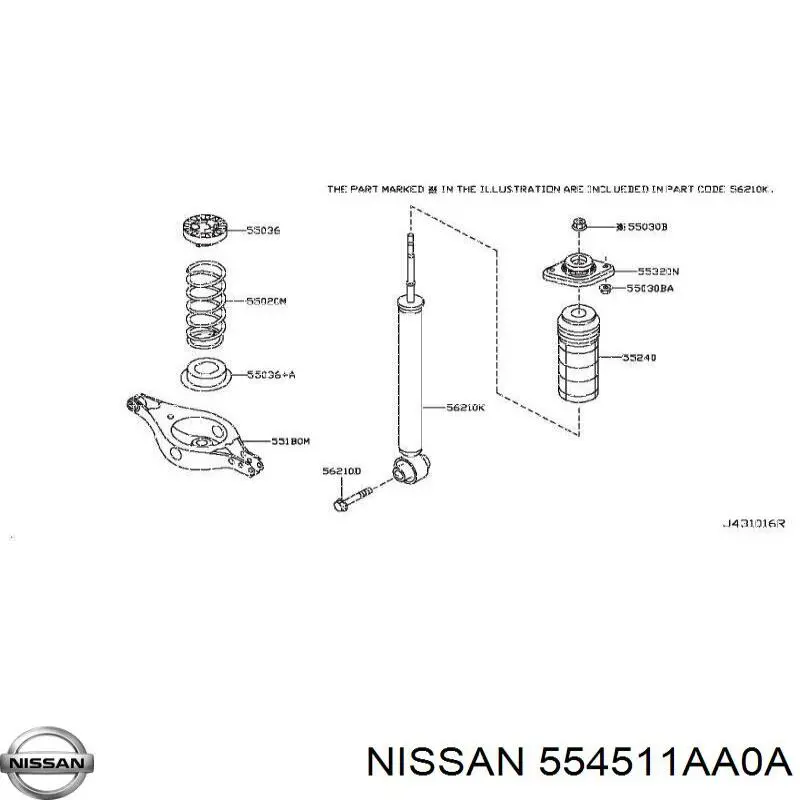 554511AA0A Nissan soporte de la viga trasera