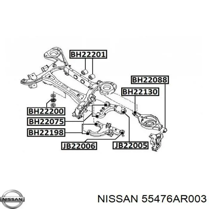 55476AR003 Nissan suspensión, cuerpo del eje trasero