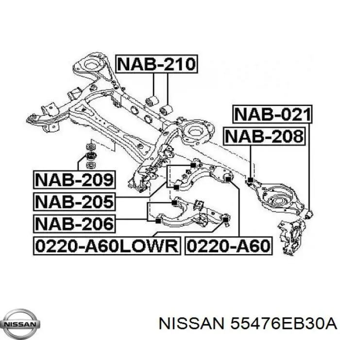 55476EB30A Nissan suspensión, cuerpo del eje trasero