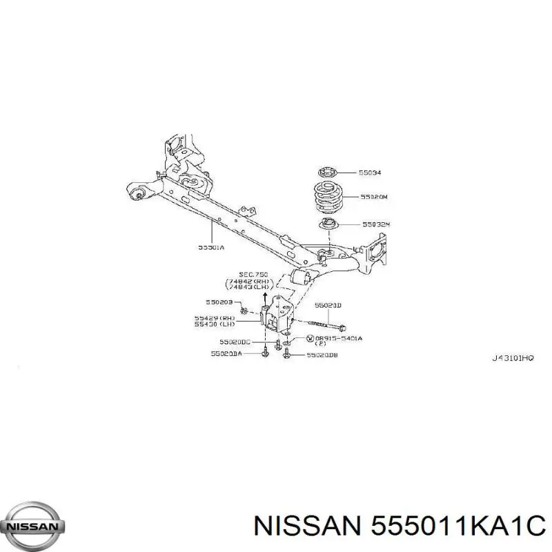 555011KA1B Nissan subchasis trasero soporte motor