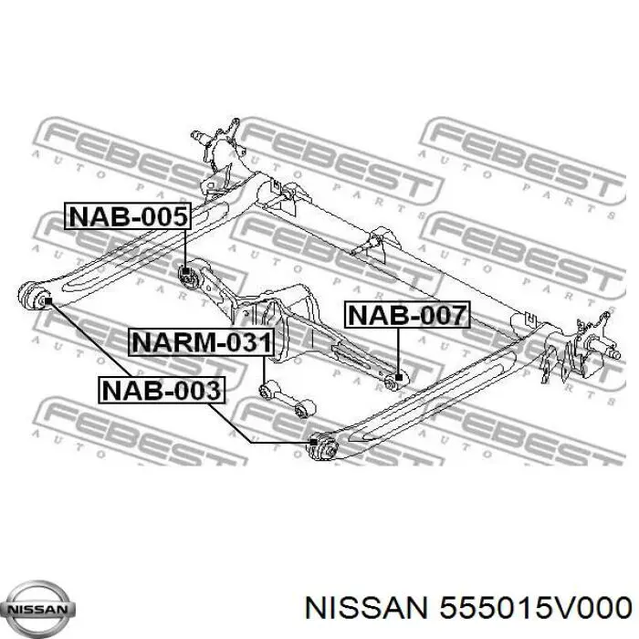 555015V000 Nissan suspensión, cuerpo del eje trasero