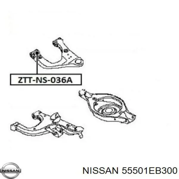 Brazo superior derecho de la suspensión trasera 55501EB300 Nissan/Infiniti
