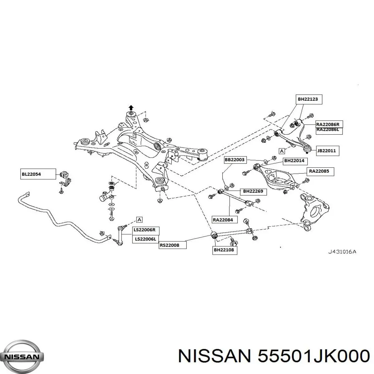 55501JK000 Nissan brazo suspension trasero superior derecho