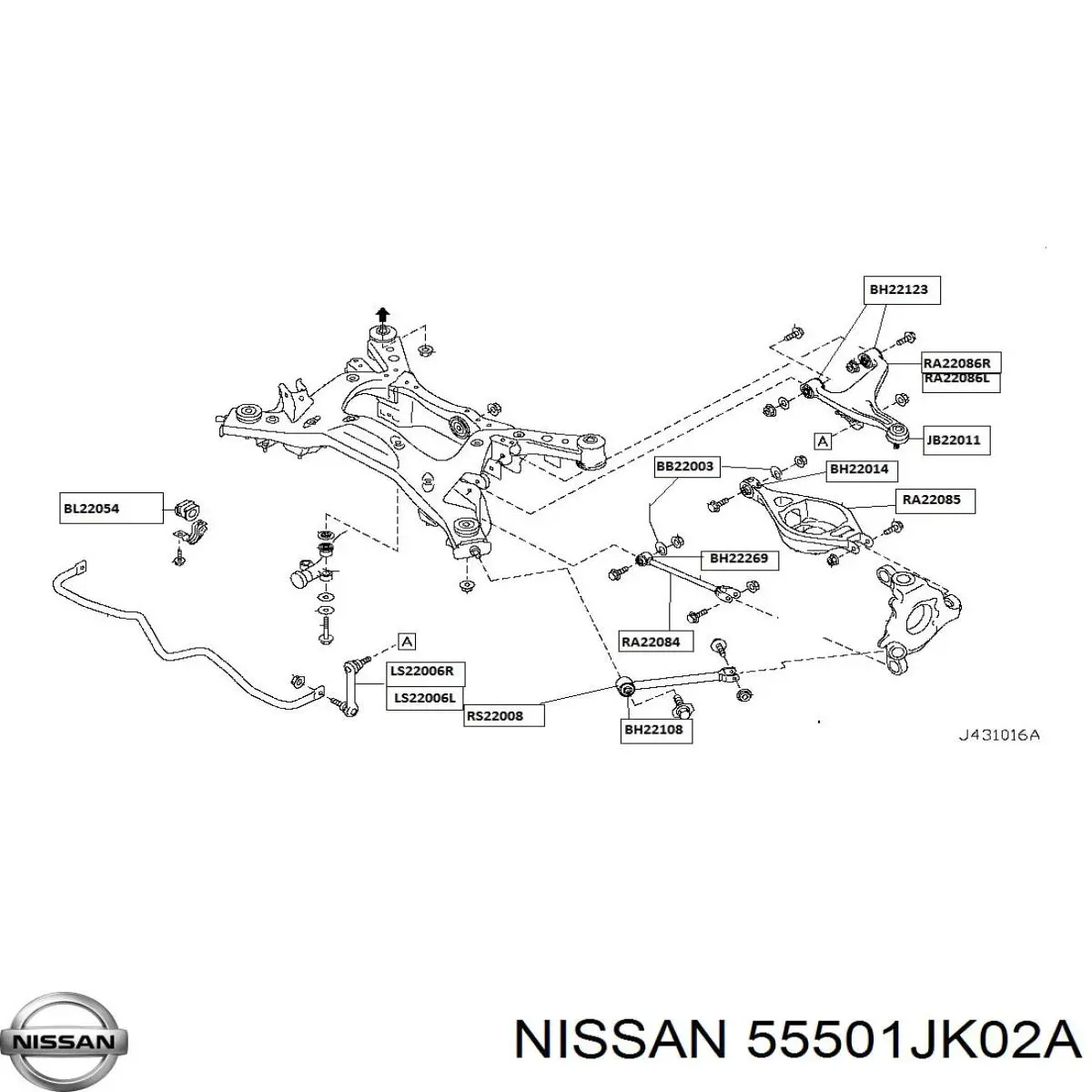 Comprar 55501JK02A Nissan/Infiniti Brazo superior derecho de la suspensión trasera