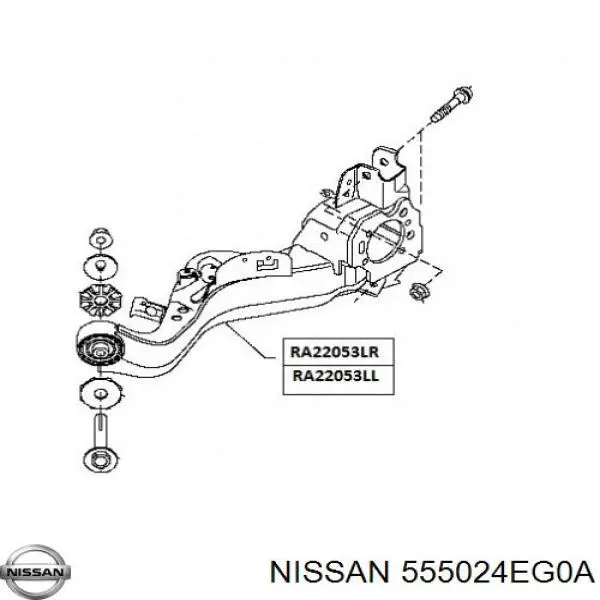555024EG0A Nissan barra oscilante, suspensión de ruedas, trasera izquierda