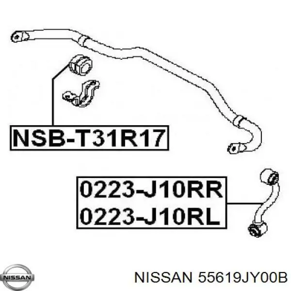 55619JY00B Nissan barra estabilizadora trasera izquierda