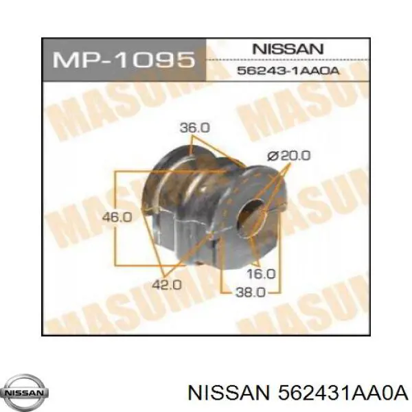 Comprar 562431AA0A Nissan/Infiniti Buje de barra estabilizadora trasera