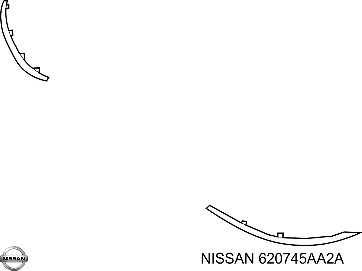 620745AA2A Nissan moldura de parachoques delantero derecho