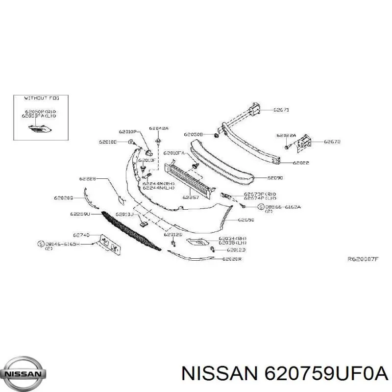 Moldura de parachoques delantera izquierda Nissan/Infiniti 620759UF0A precio, desde 61,63 EUR
