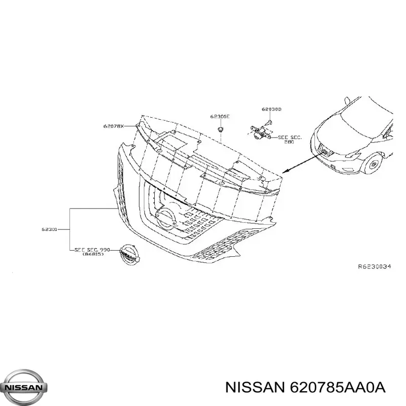 620785AA0A Nissan/Infiniti Cubierta superior del panel frontal (soporte del radiador)