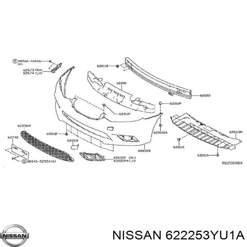 Soporte de parachoques delantero izquierdo Nissan/Infiniti 622253YU1A precio, desde 12,54 EUR