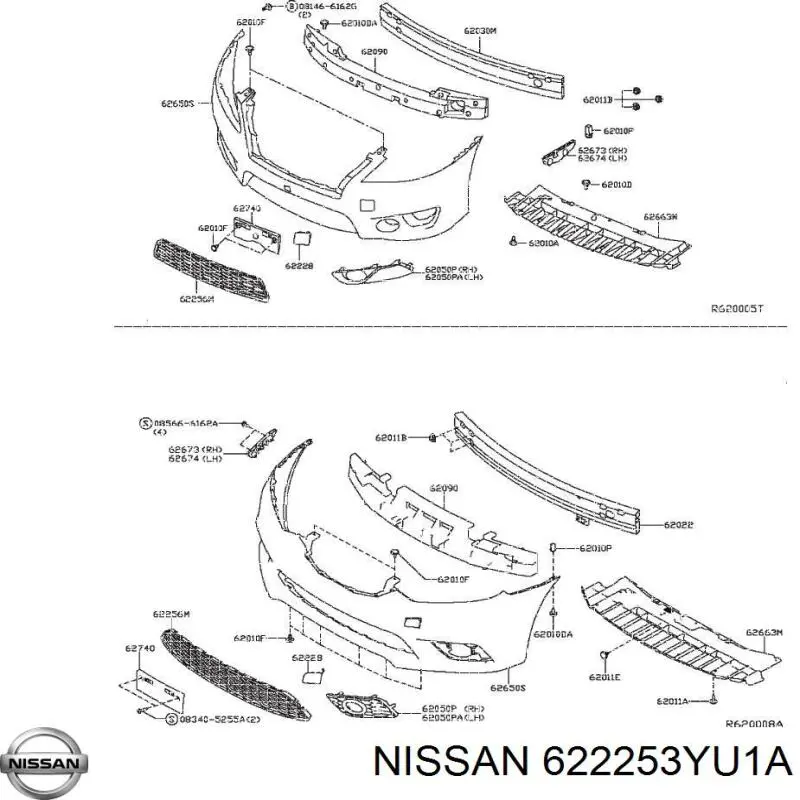 622253YU1A Nissan/Infiniti Soporte de parachoques delantero izquierdo