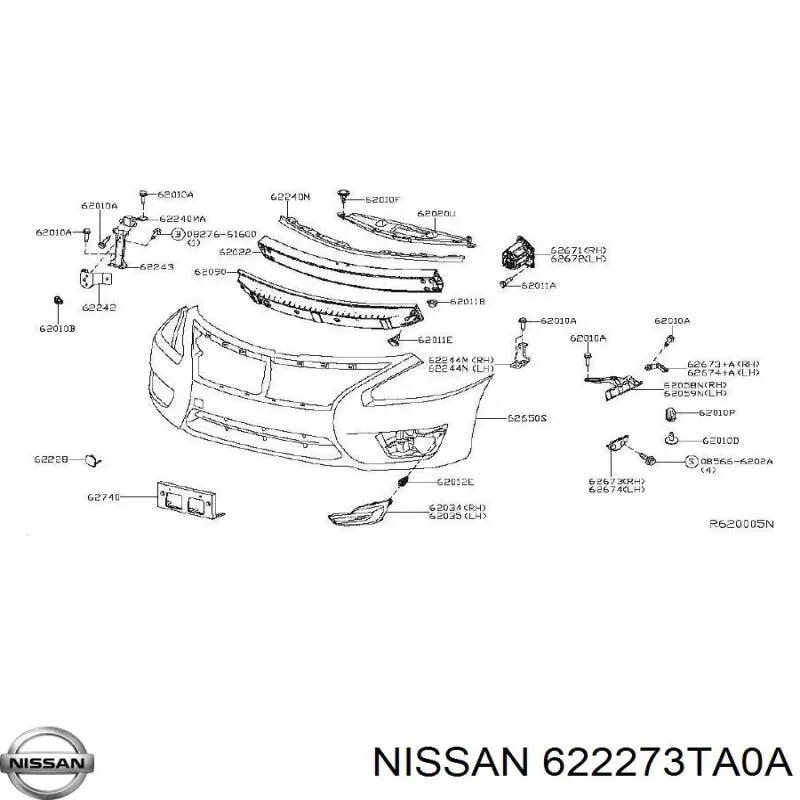 622273TA0A Nissan soporte de parachoques delantero izquierdo