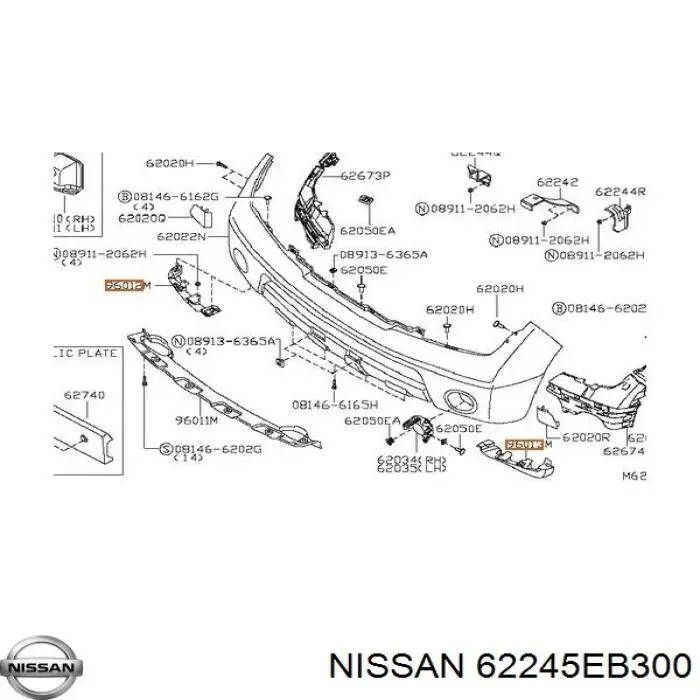 Soporte exterior izquierdo del parachoques delantero Nissan/Infiniti 62245EB300 precio, desde 37,80 EUR