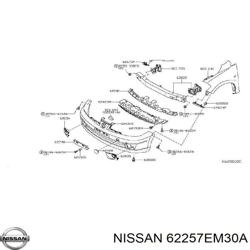 Rejilla de ventilación, parachoques para Nissan Tiida (SC11X)