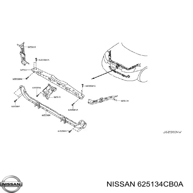 625134CB0A Nissan/Infiniti Soporte superior izquierdo del radiador