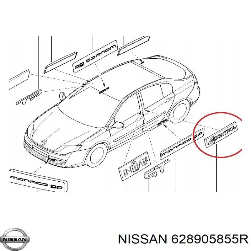 Emblema de la parrilla del radiador 628905855R Nissan/Infiniti