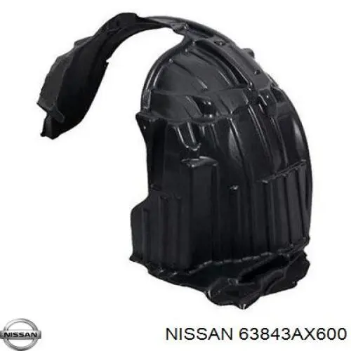 Comprar 63843AX600 Nissan/Infiniti Guardalodos interior izquierdo, guardafango delantero