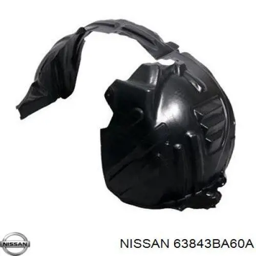 Comprar 63843BA60A Nissan/Infiniti Guardalodos interior izquierdo, guardafango delantero