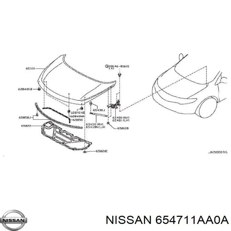 Muelle de capó para Nissan Murano (Z51)