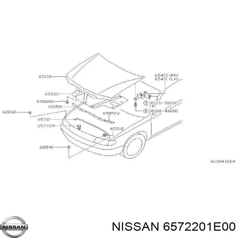 Comprar 6572201E00 Nissan/Infiniti Fijador del soporte del capó