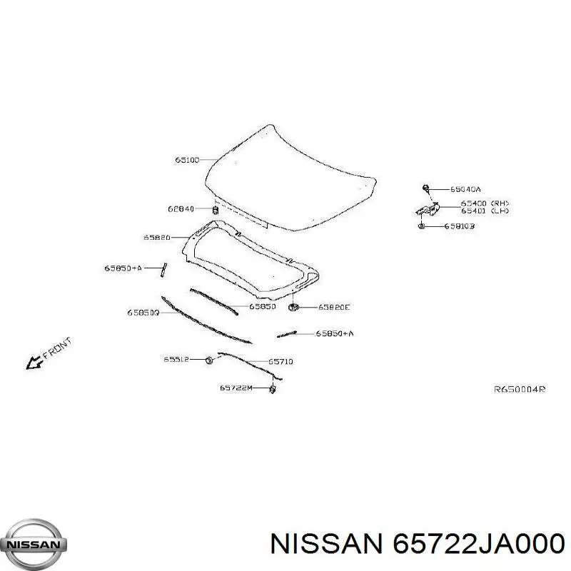 65722JA000 Nissan/Infiniti Fijador del soporte del capó