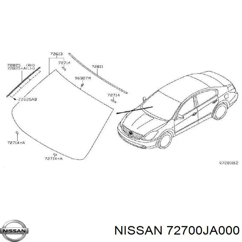 72700JA000 Nissan parabrisas