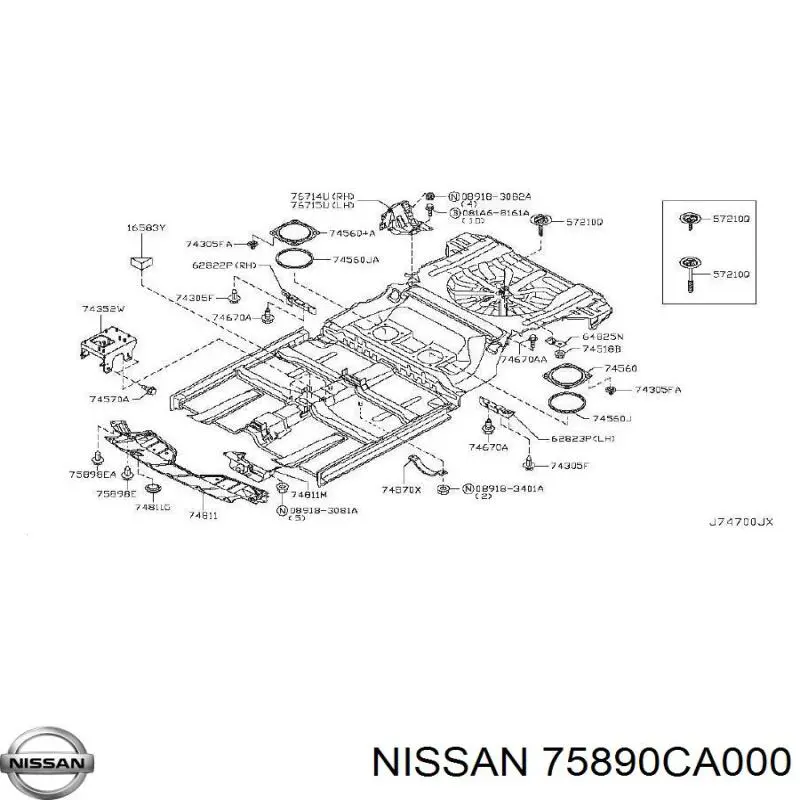 75890CA000 Nissan protección motor / empotramiento