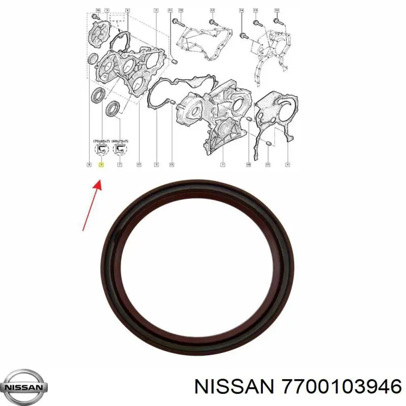 Comprar 7700103946 Nissan/Infiniti Retén del eje intermedio (de equilibrado) del motor