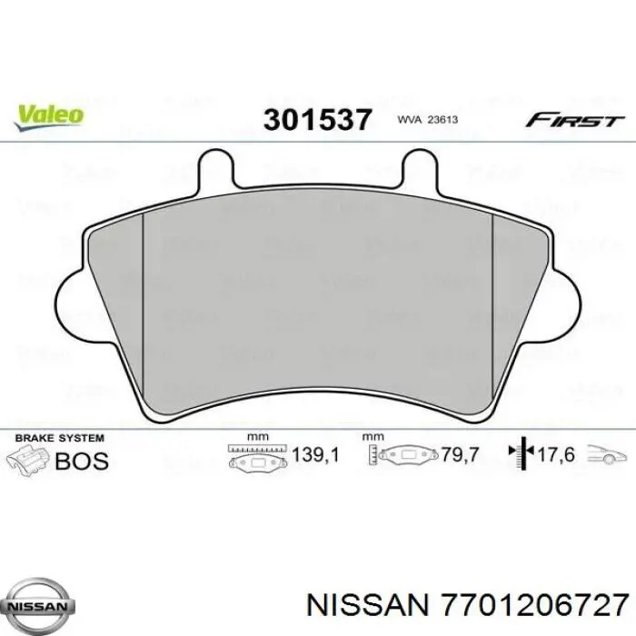 7701206727 Nissan pastillas de freno delanteras