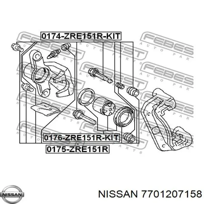 7701207158 Nissan juego de reparación, pinza de freno delantero