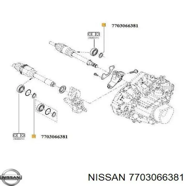 7703066381 Nissan cojinete externo de bloqueo de anillo de un semieje delantero